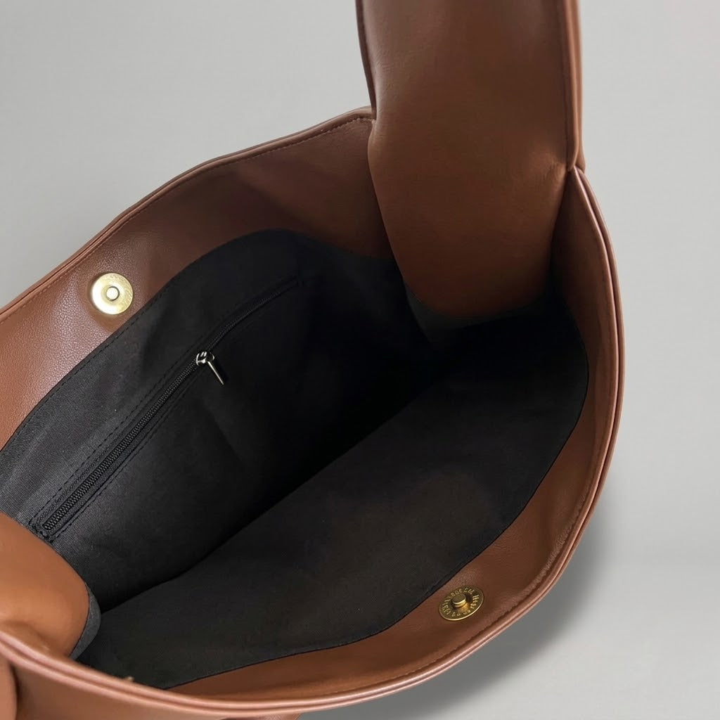 Bolso Tote de Hombro Grande de Mujer para el Trabajo, la Universidad y el Día a Día, Diseño Retro con Cierre de Imán en Polipiel