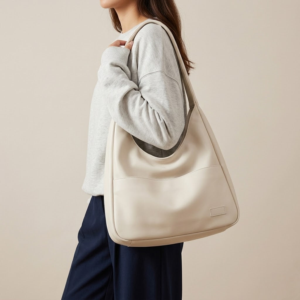 Bolso Tote de Hombro Grande de Mujer para el Trabajo, la Universidad y el Día a Día, Diseño Retro con Cierre de Imán en Polipiel