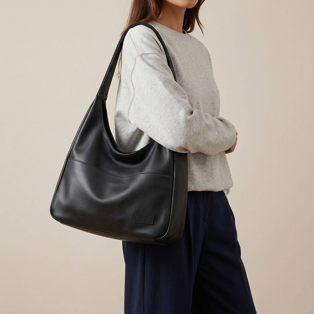 Bolso Tote de Hombro Grande de Mujer para el Trabajo, la Universidad y el Día a Día, Diseño Retro con Cierre de Imán en Polipiel