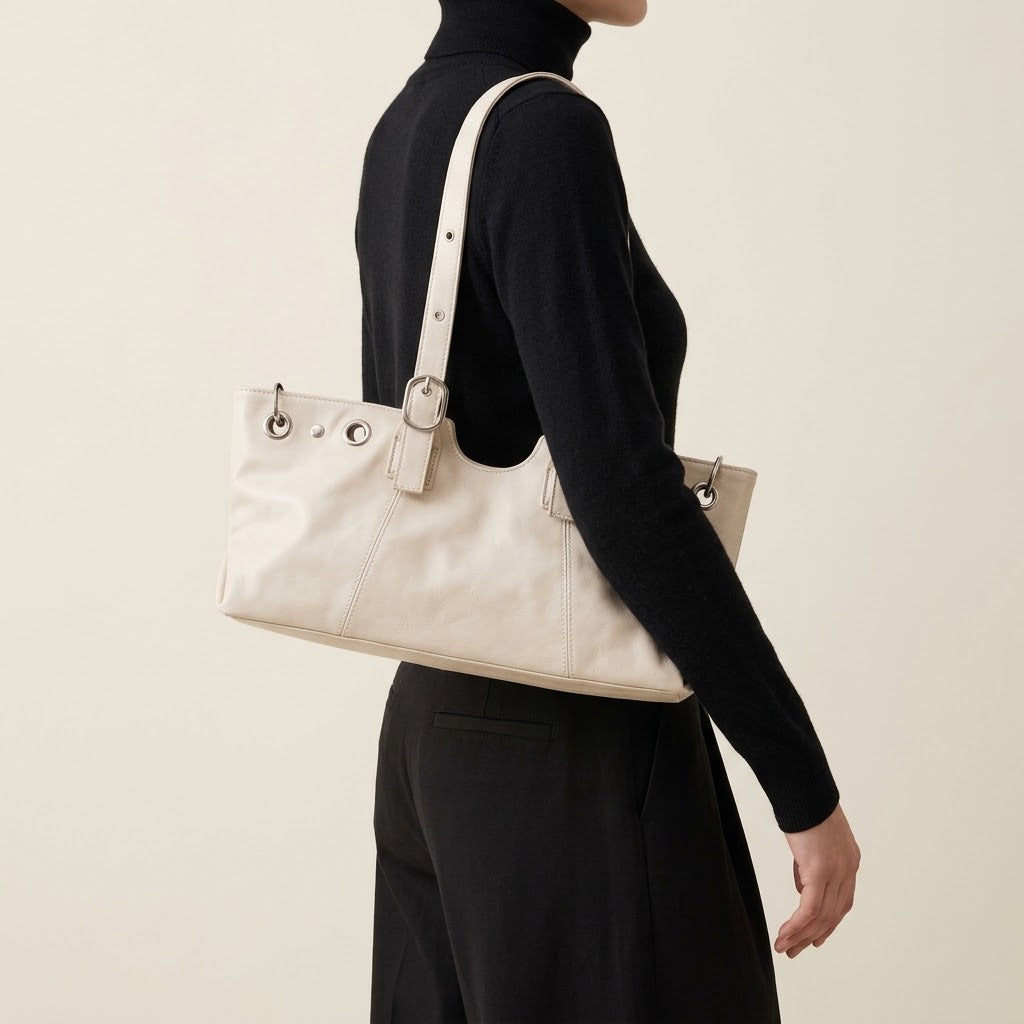 Bolso de Hombro Pequeño de Mujer para el Día a Día, Salir y la Ciudad, Estilo Vintage en Polipiel