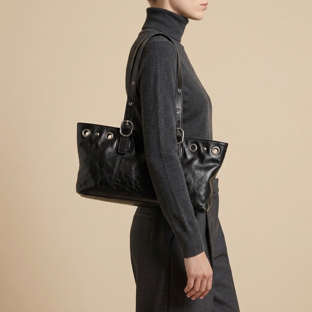 Bolso de Hombro Pequeño de Mujer para el Día a Día, Salir y la Ciudad, Estilo Vintage en Polipiel
