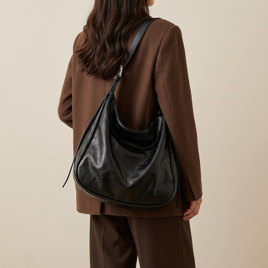 Bolso Tote de Hombro y Bandolera Grande de Mujer para la Ciudad, la Universidad y el Trabajo, con Costuras en Polipiel