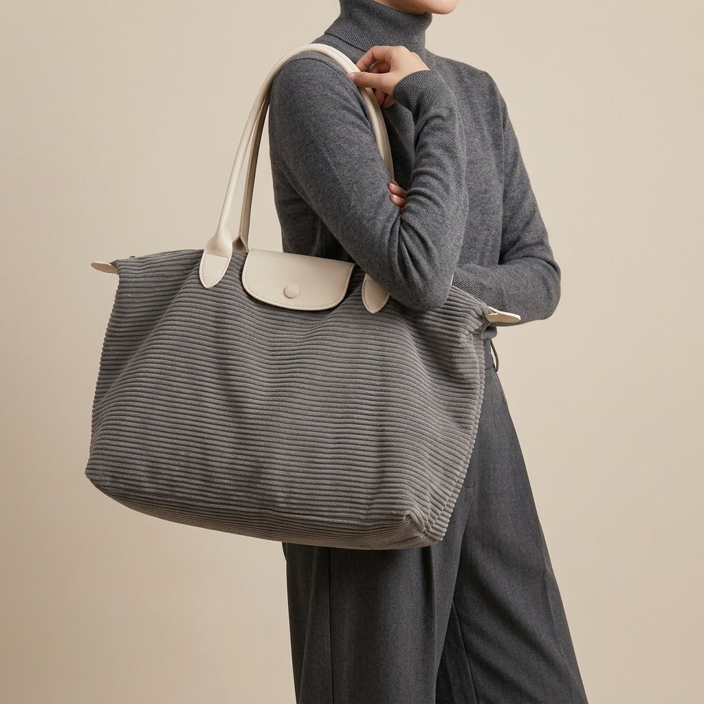 Bolso De Hombro Grande de Mujer para Viajes, Maternidad y Fin de Semana, Plegable en Pana