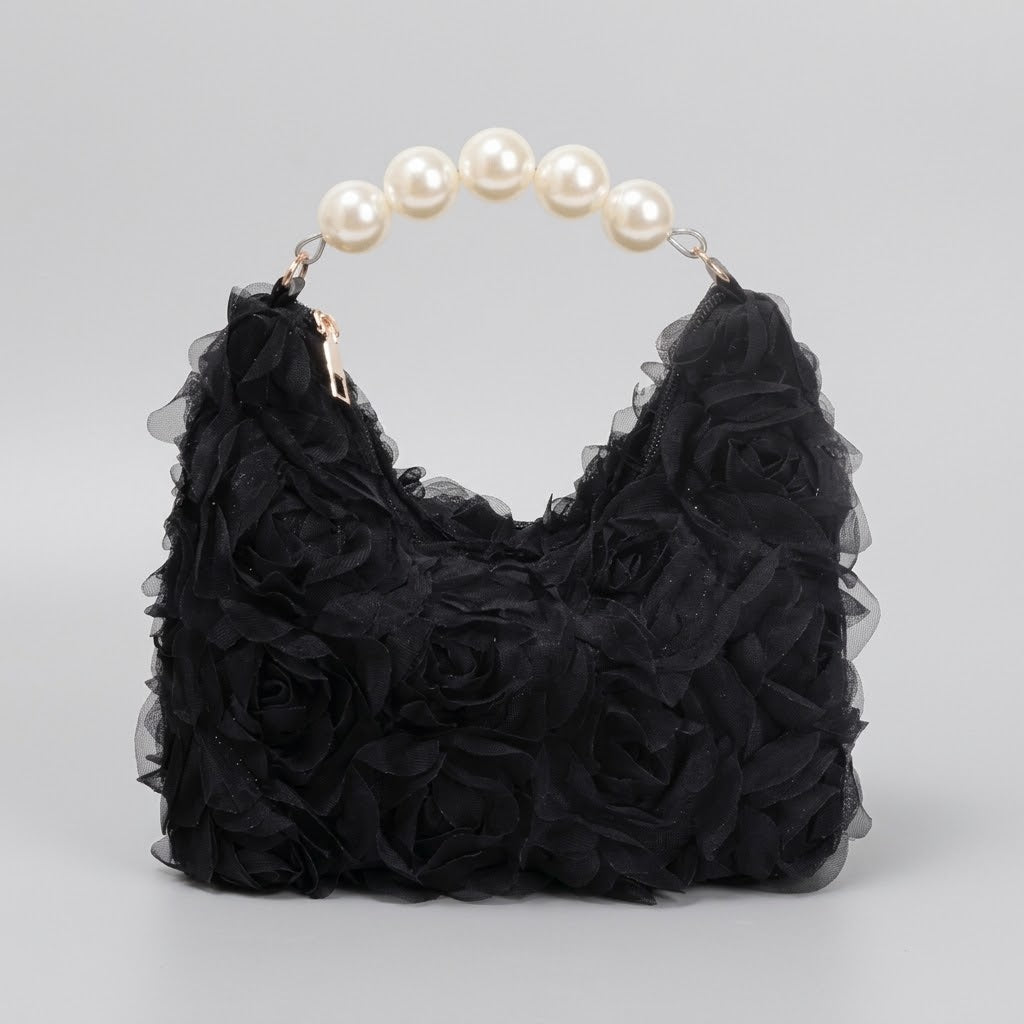 Bolso De Mano Pequeño de Mujer para Fiestas, Eventos y Salir, con Pedrería y Encaje en Polipiel
