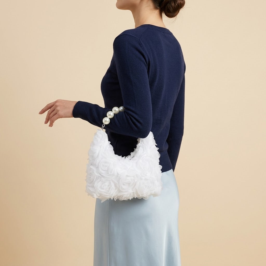 Bolso De Mano Pequeño de Mujer para Fiestas, Eventos y Salir, con Pedrería y Encaje en Polipiel