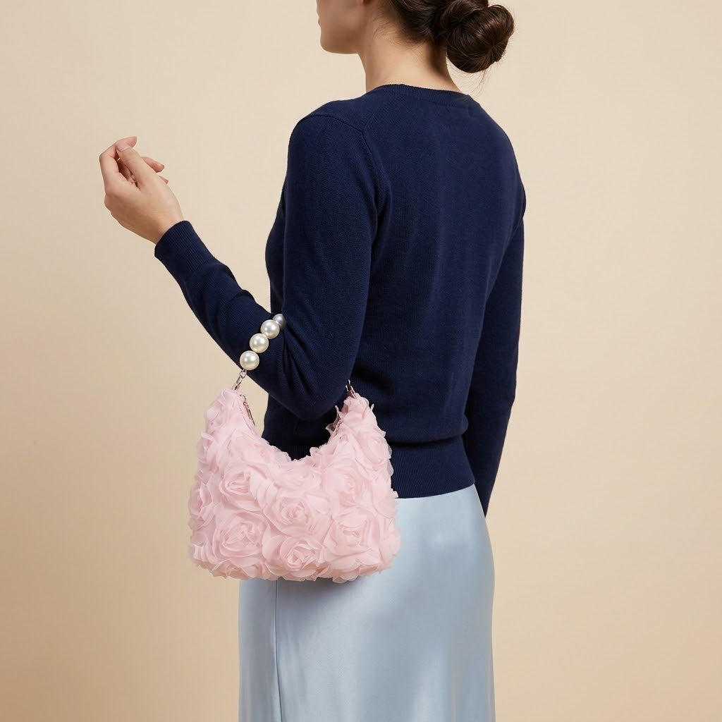 Bolso De Mano Pequeño de Mujer para Fiestas, Eventos y Salir, con Pedrería y Encaje en Polipiel