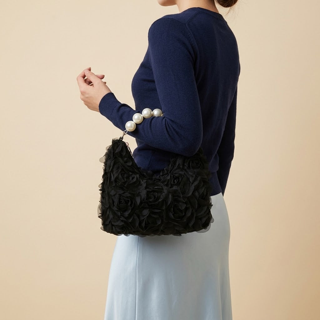Bolso De Mano Pequeño de Mujer para Fiestas, Eventos y Salir, con Pedrería y Encaje en Polipiel