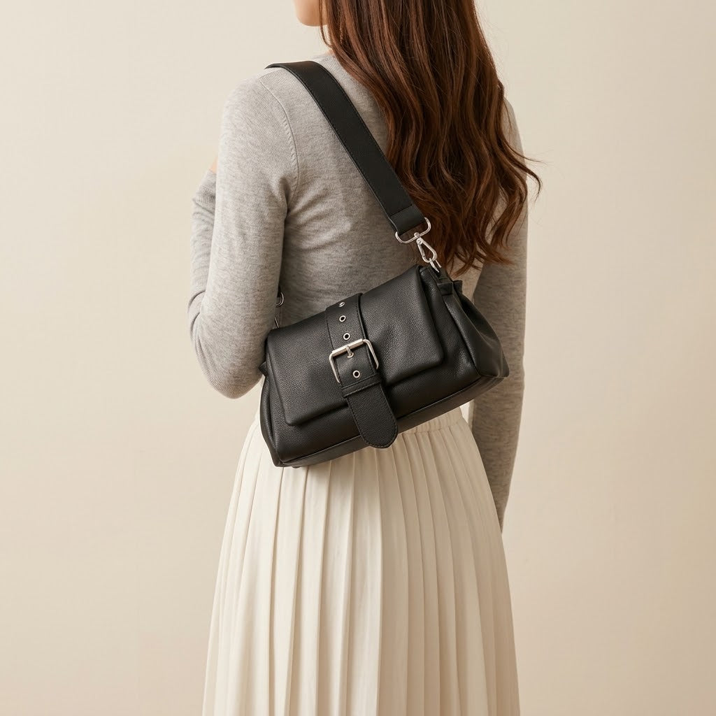 Bolso De Hombro Pequeño de Mujer para Salir, el Día a Día y Fiestas, Estilo Baguette con Costuras