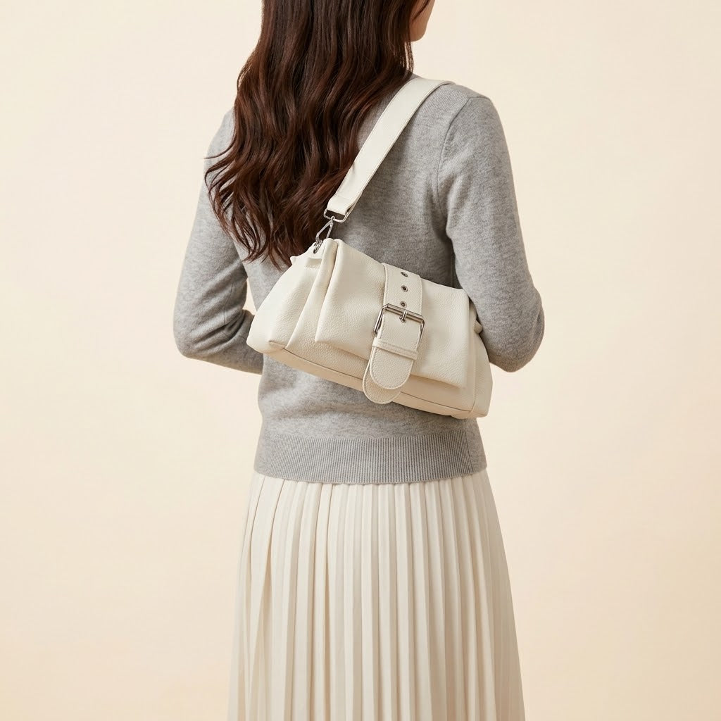 Bolso De Hombro Pequeño de Mujer para Salir, el Día a Día y Fiestas, Estilo Baguette con Costuras