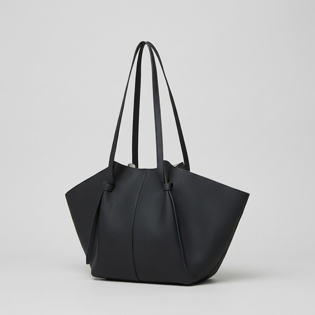 Bolso Tote Shopper Grande de Mujer para el Trabajo, la Universidad y el Día a Día, Plisado en Polipiel