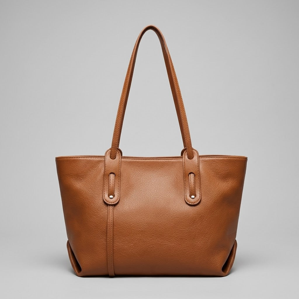 Bolso Tote de Hombro Grande de Mujer para el Trabajo, la Universidad y el Día a Día, con Costuras Decorativas en Polipiel