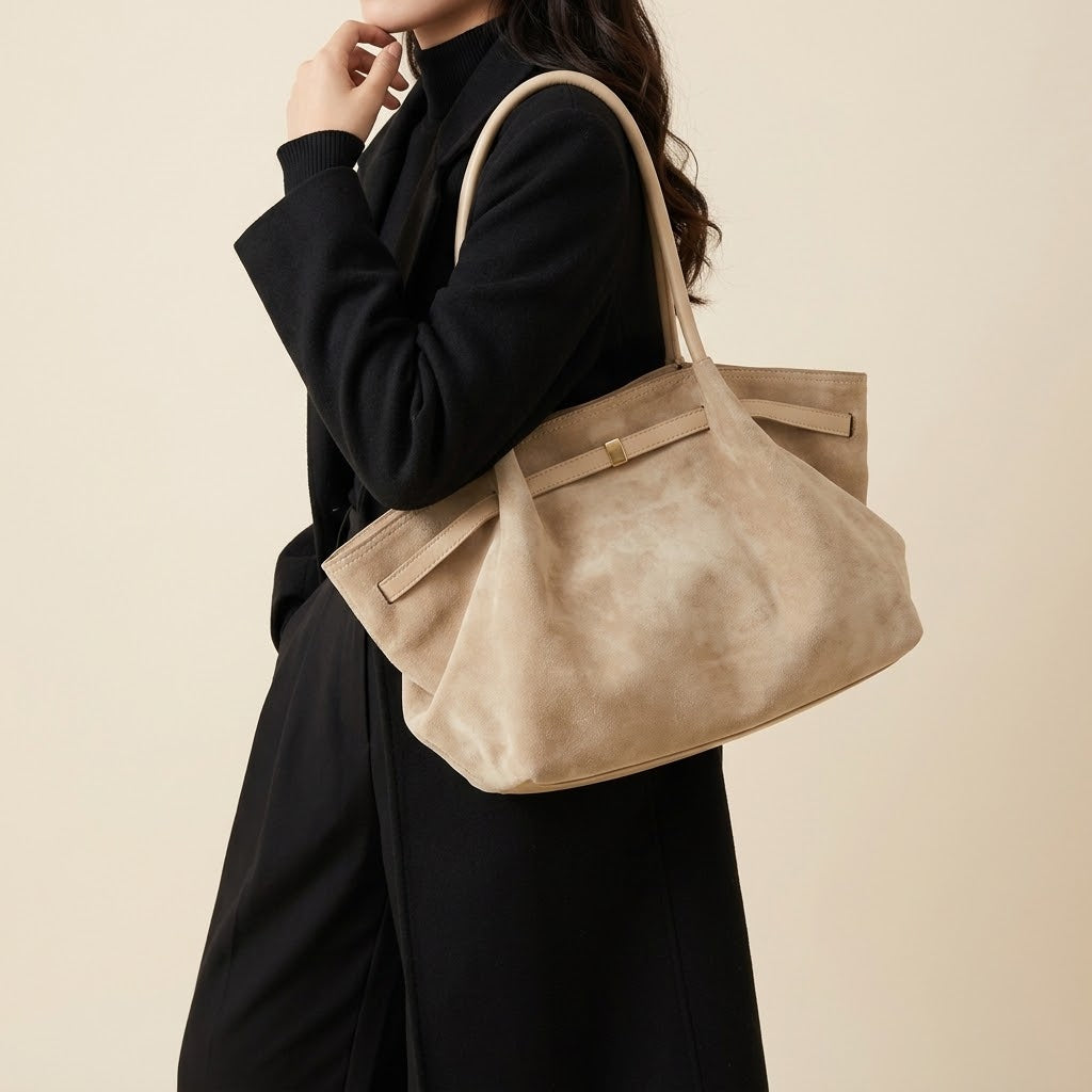 Bolso Tote de Hombro Mediano de Mujer para el Trabajo, la Universidad y el Día a Día, Retro Texturizado en Polipiel