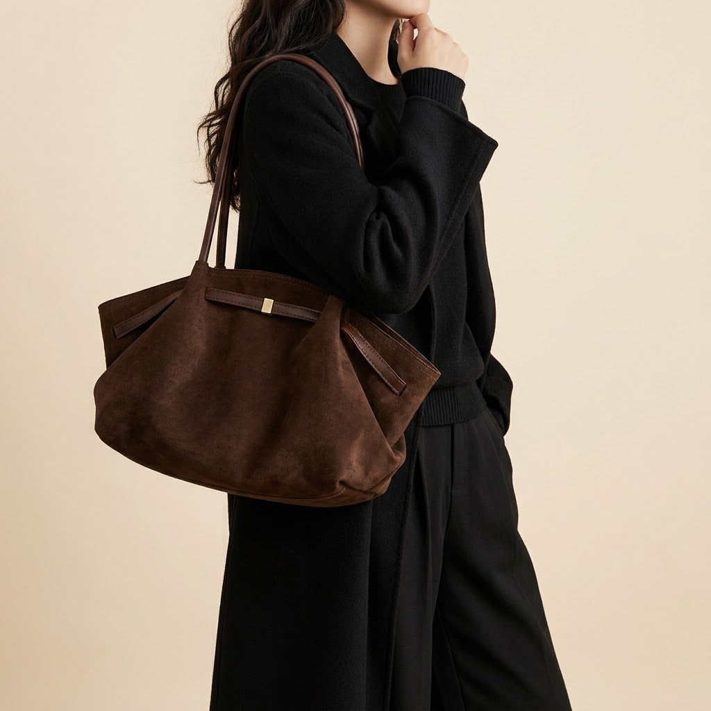 Bolso Tote de Hombro Mediano de Mujer para el Trabajo, la Universidad y el Día a Día, Retro Texturizado en Polipiel