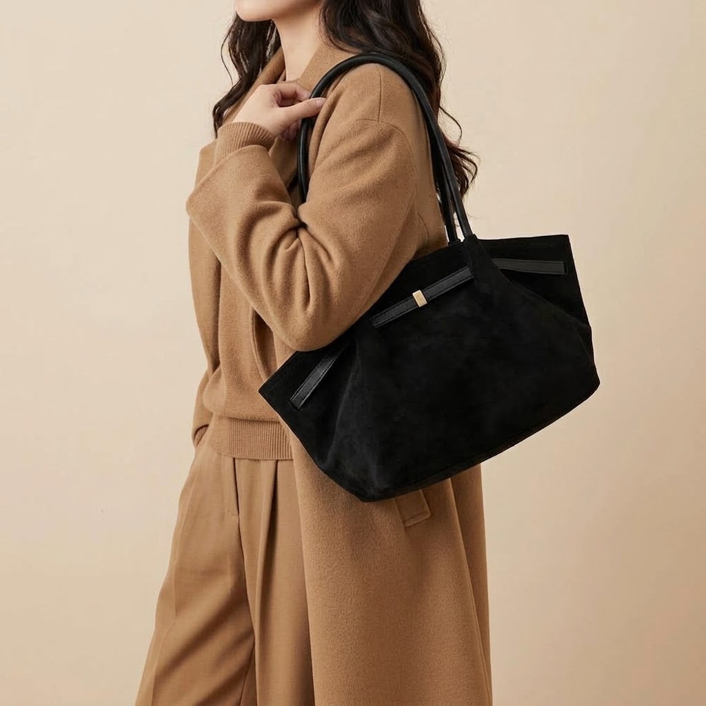 Bolso Tote de Hombro Mediano de Mujer para el Trabajo, la Universidad y el Día a Día, Retro Texturizado en Polipiel