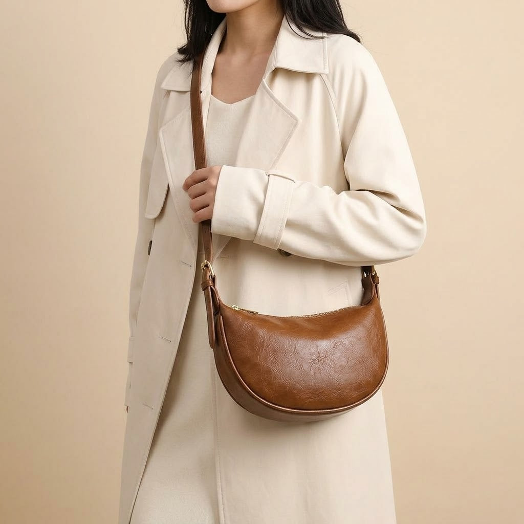 Bolso Bandolera Pequeño de Mujer para Salir, Fiestas y el Día a Día, Estilo Dumpling Cruzado en Polipiel