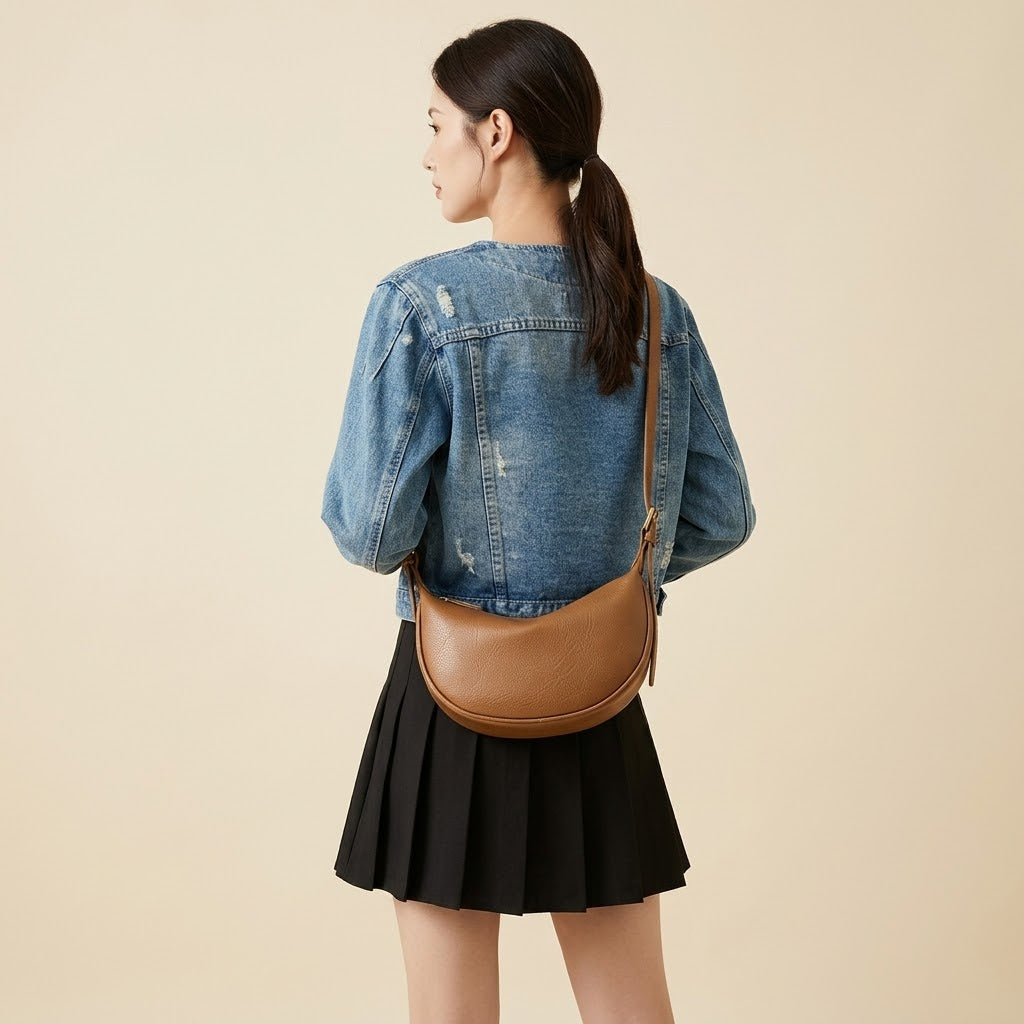 Bolso Bandolera Pequeño de Mujer para Salir, Fiestas y el Día a Día, Estilo Dumpling Cruzado en Polipiel