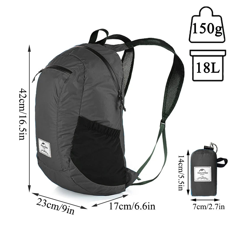 Mochila Plegable Ultraligera 18L Impermeable