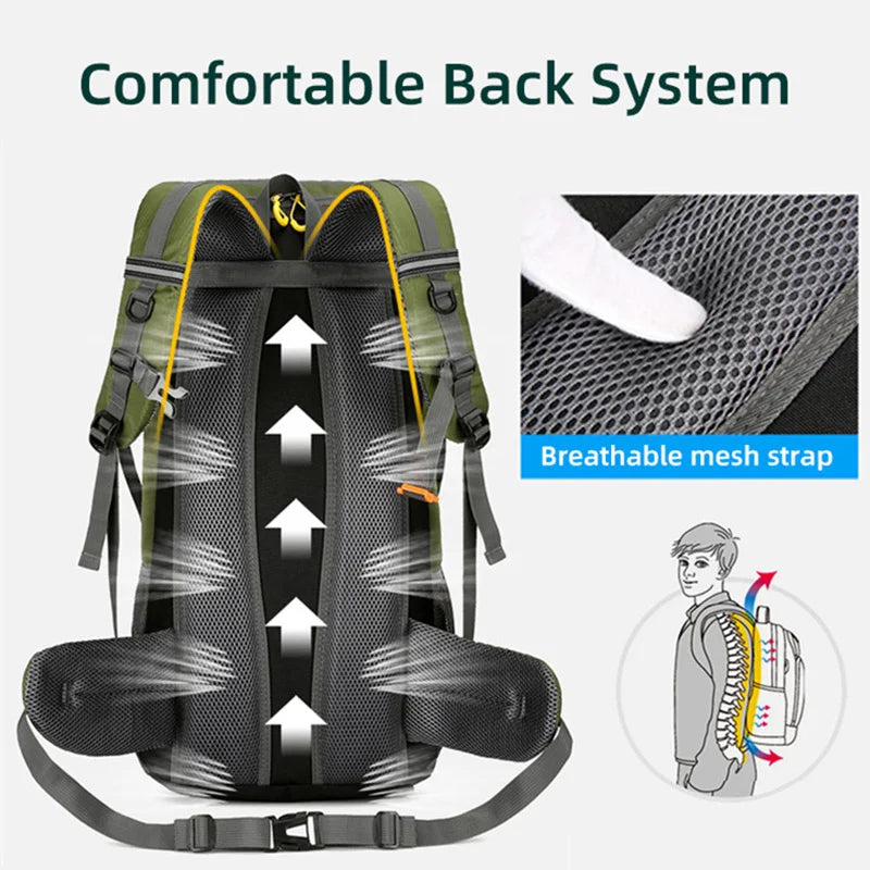 Mochila 50L Impermeable de Trekking y Viaje