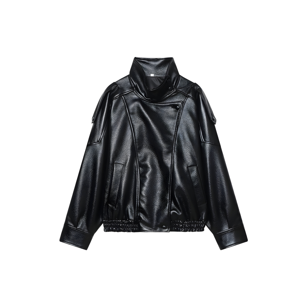 CHAQUETA BOMBER CROPPED DE CUERO