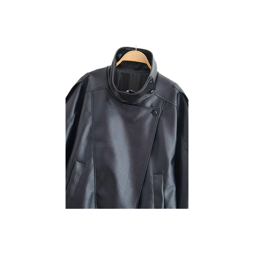 CHAQUETA BOMBER CROPPED DE CUERO