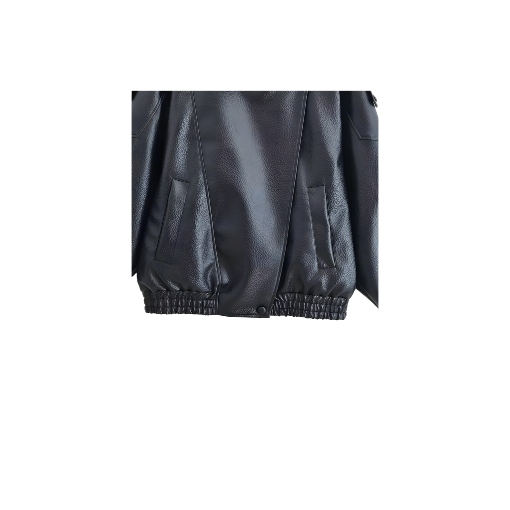 CHAQUETA BOMBER CROPPED DE CUERO