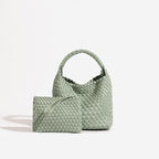Woven PU Leather Crossbody Tote Bag