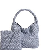 Woven PU Leather Crossbody Tote Bag