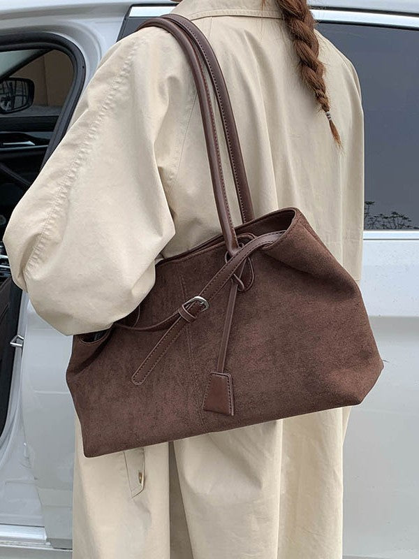 Retro Suede Satchel Bowling Bag for Women