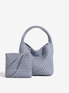 Woven PU Leather Crossbody Tote Bag