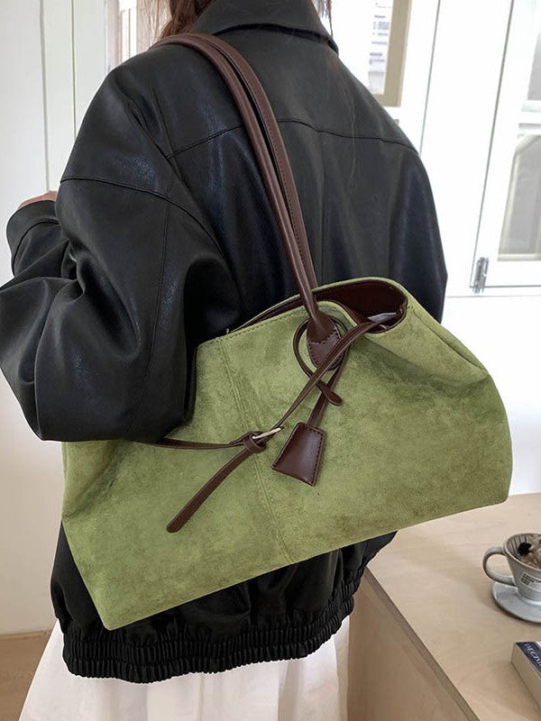 Retro Suede Satchel Bowling Bag for Women